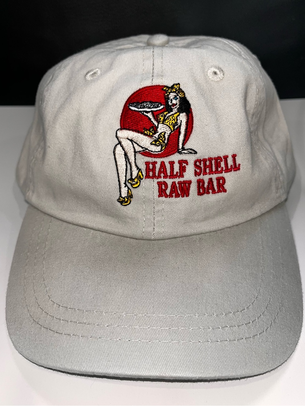 Fahrenheit White Hat with Red & Yellow Pin-Up Embroidery